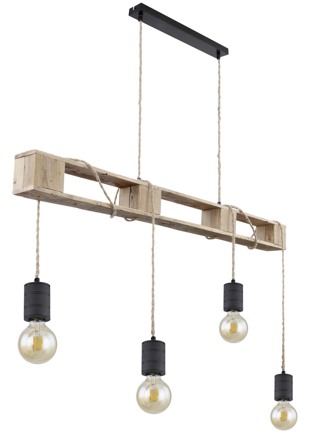 Hängeleuchte Cassia - Schwarz/Braun, LIFESTYLE, Holz/Metall (121/10/120cm) - Globo