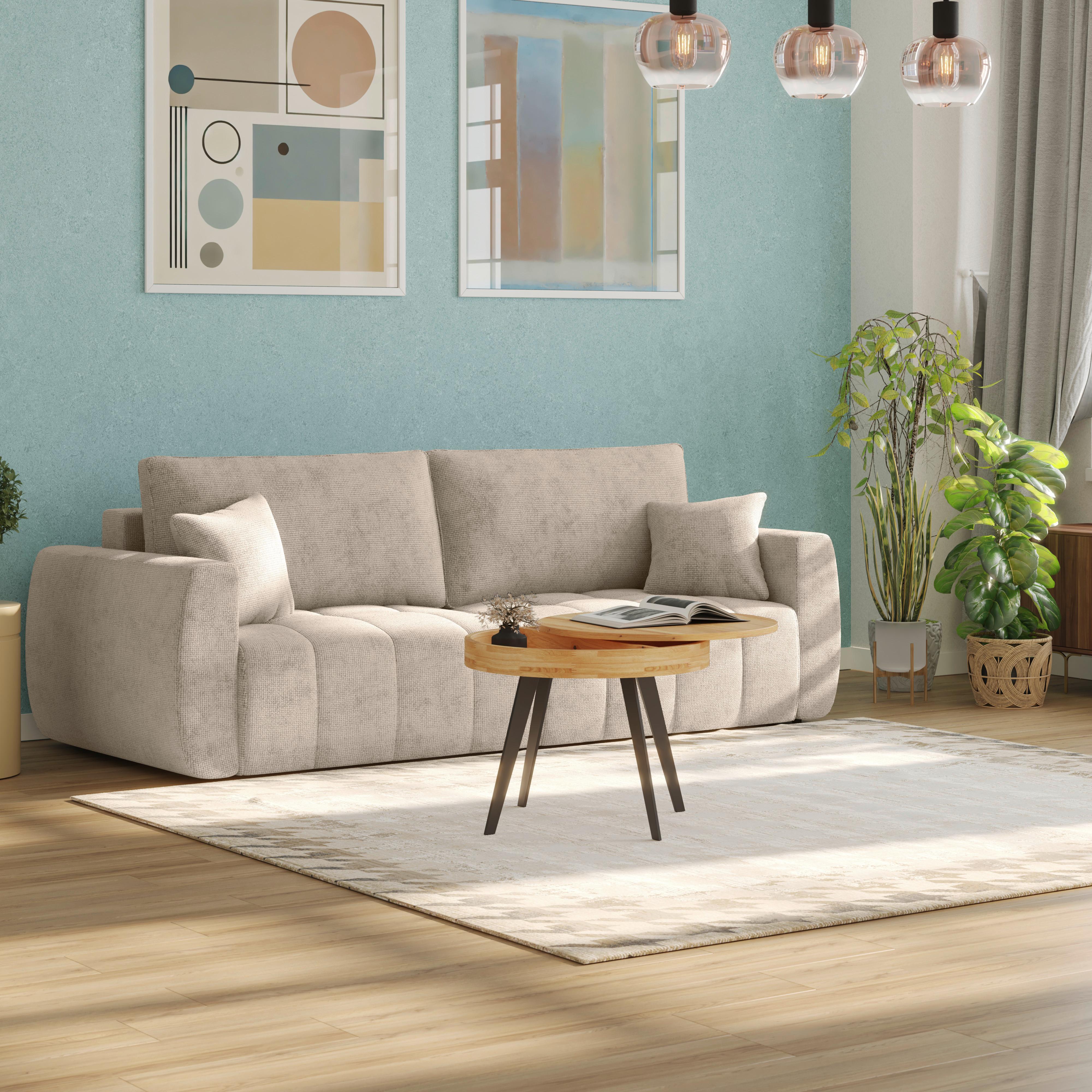 Schlafsofa Bali - Beige/Schwarz, MODERN, Holz/Textil (245/74-90/104cm) - Luca Bessoni