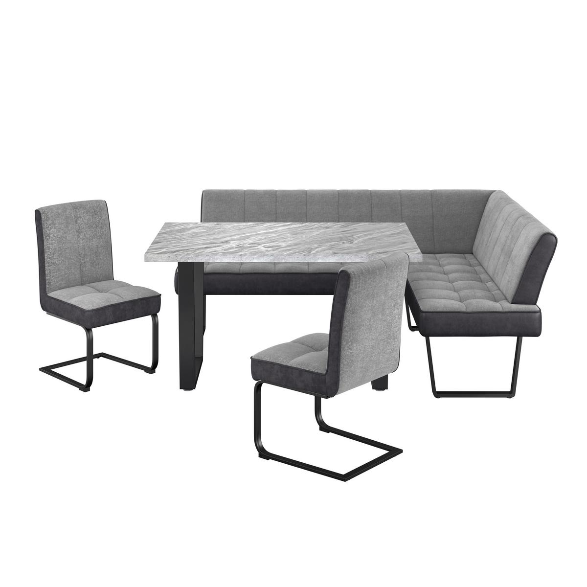 Eckbank Pag - Hellgrau/Schwarz, KONVENTIONELL, Textil/Metall (200/160cm) - MID.YOU