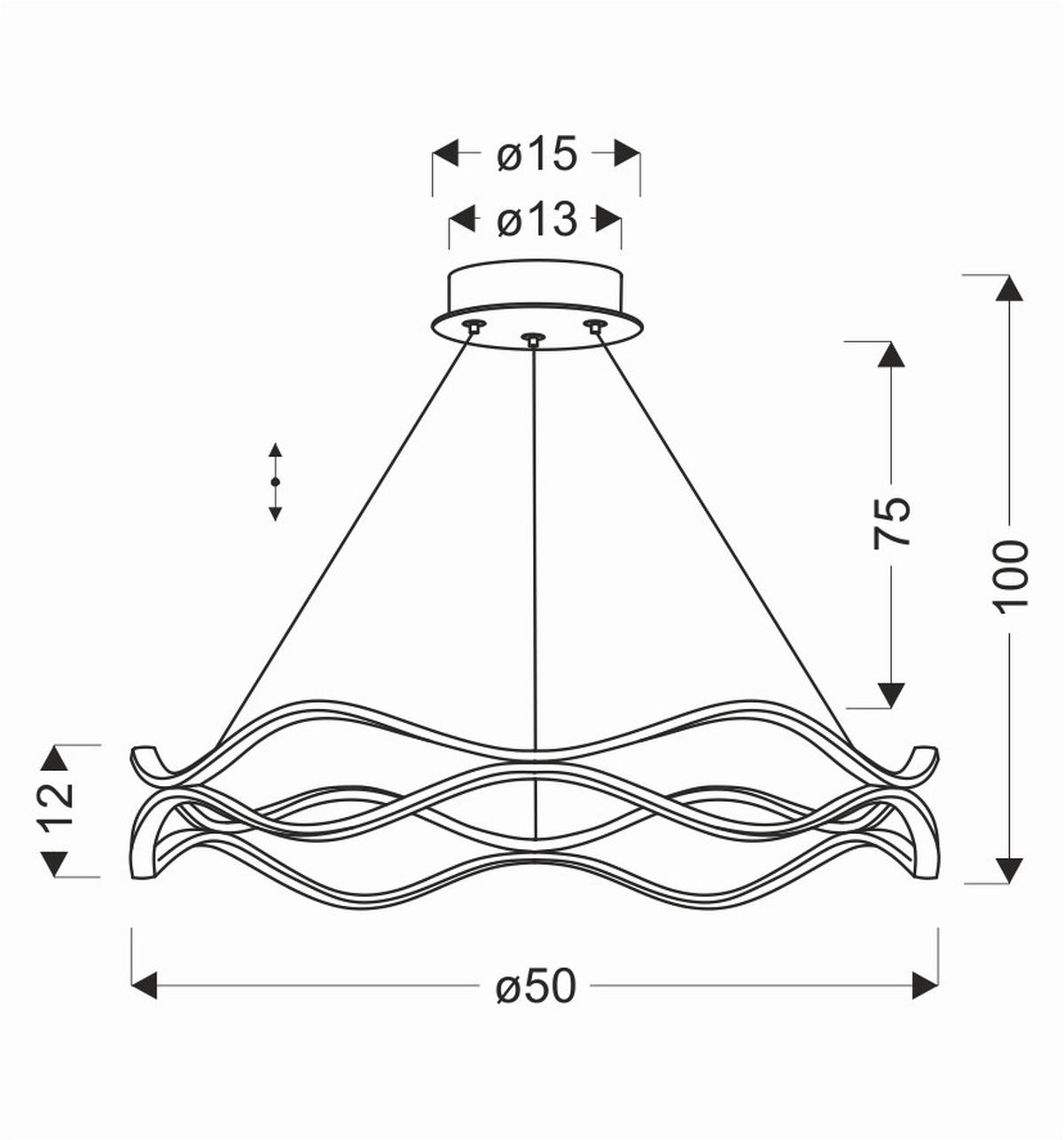 Led-pendelleuchte 34-35653 Vave - Weiß/Bronzefarben, Design, Kunststoff/Metall (50/50/100cm)