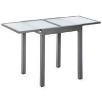 Gartentisch ausziehbar Metall/Glas L: 65 - 130 cm - Graphitfarben, KONVENTIONELL, Glas/Metall (65/65/75cm) - Gardenson