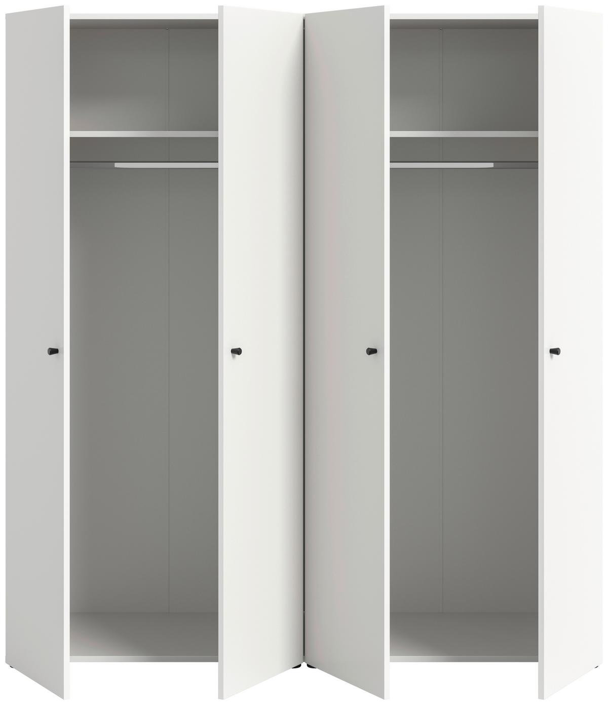 Drehtürenschrank Darwin, Weiß B: 160 Cm - Weiß, MODERN, Holzwerkstoff (160/176/51cm) - MID.YOU