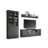 Wohnwand Lincoln Schwarz/Eichefarben B: 301cm - Eichefarben/Schwarz, Design, Glas/Holzwerkstoff (301/200/42cm) - MID.YOU