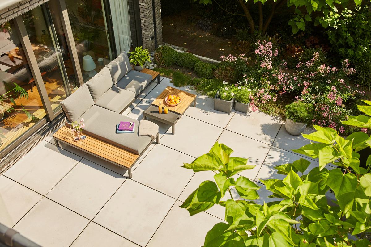 Loungegarnitur 3-tlg Teakholz/metall Mit Kissen - Anthrazit/Grau, KONVENTIONELL, Holz/Textil (172/84/102cm) - Siena Garden