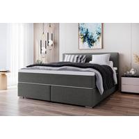 Boxspringbett Mit Topper 180x200 Catania - Chromfarben/Anthrazit, KONVENTIONELL, Textil (180/200cm)