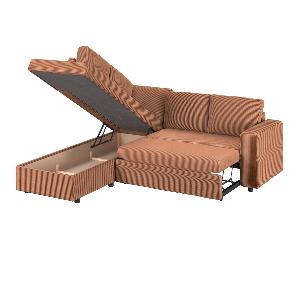 Ecksofa mit Schlaffunktion Toulouse terracotta, 206x224cm - Terracotta/Schwarz, Trend, Holz/Textil (206/224cm)