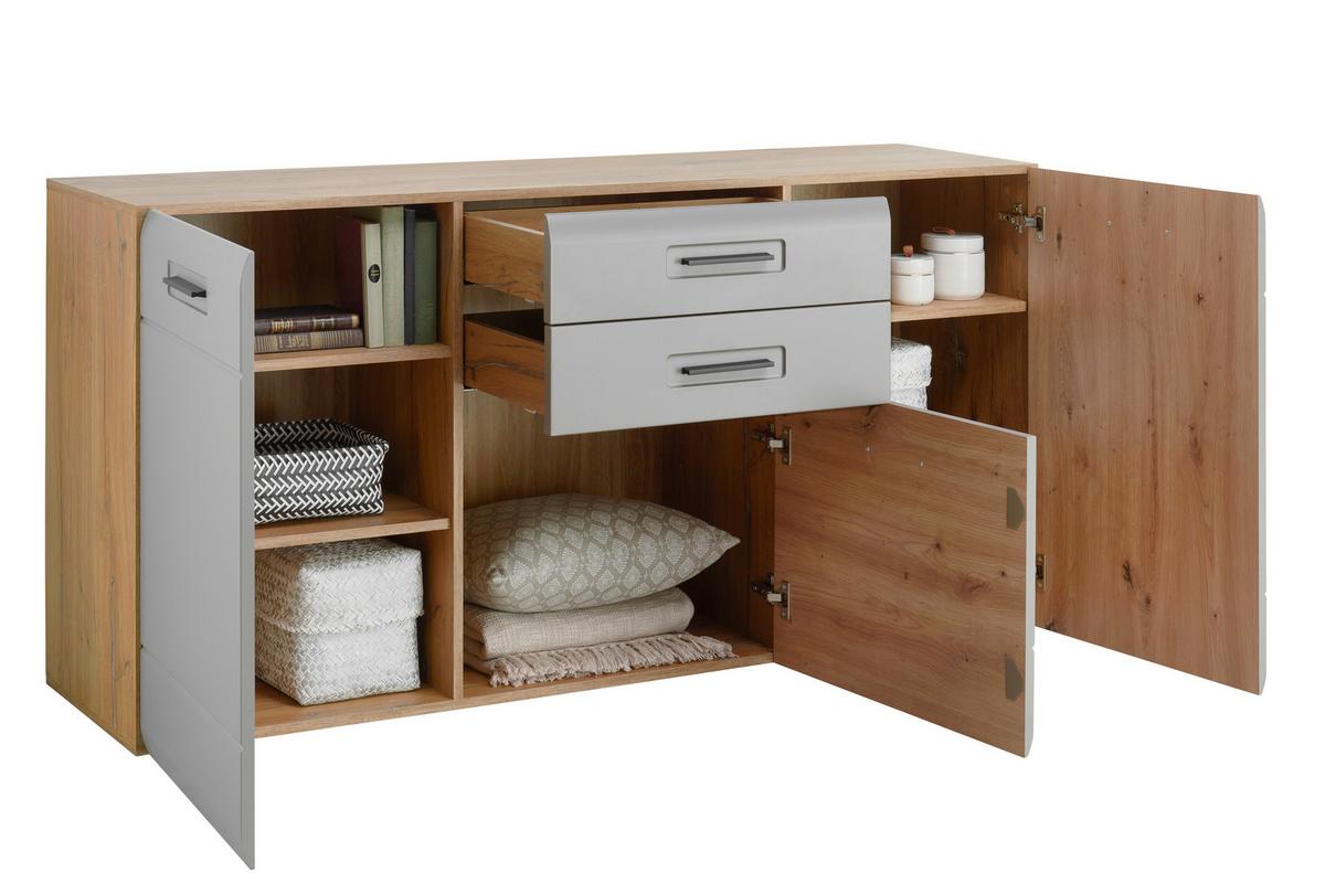 Sideboard Soft-Close B: 163,2 cm Auris, Basalt/Eiche Dekor - Grau, MODERN, Holzwerkstoff (163,2/81,3/43,1cm) - Luca Bessoni