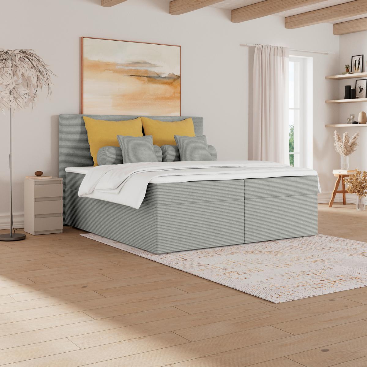 Kárpitozott Ágy Adria 160/200cm - szürke, Konventionell, textil/fa (160/200cm)