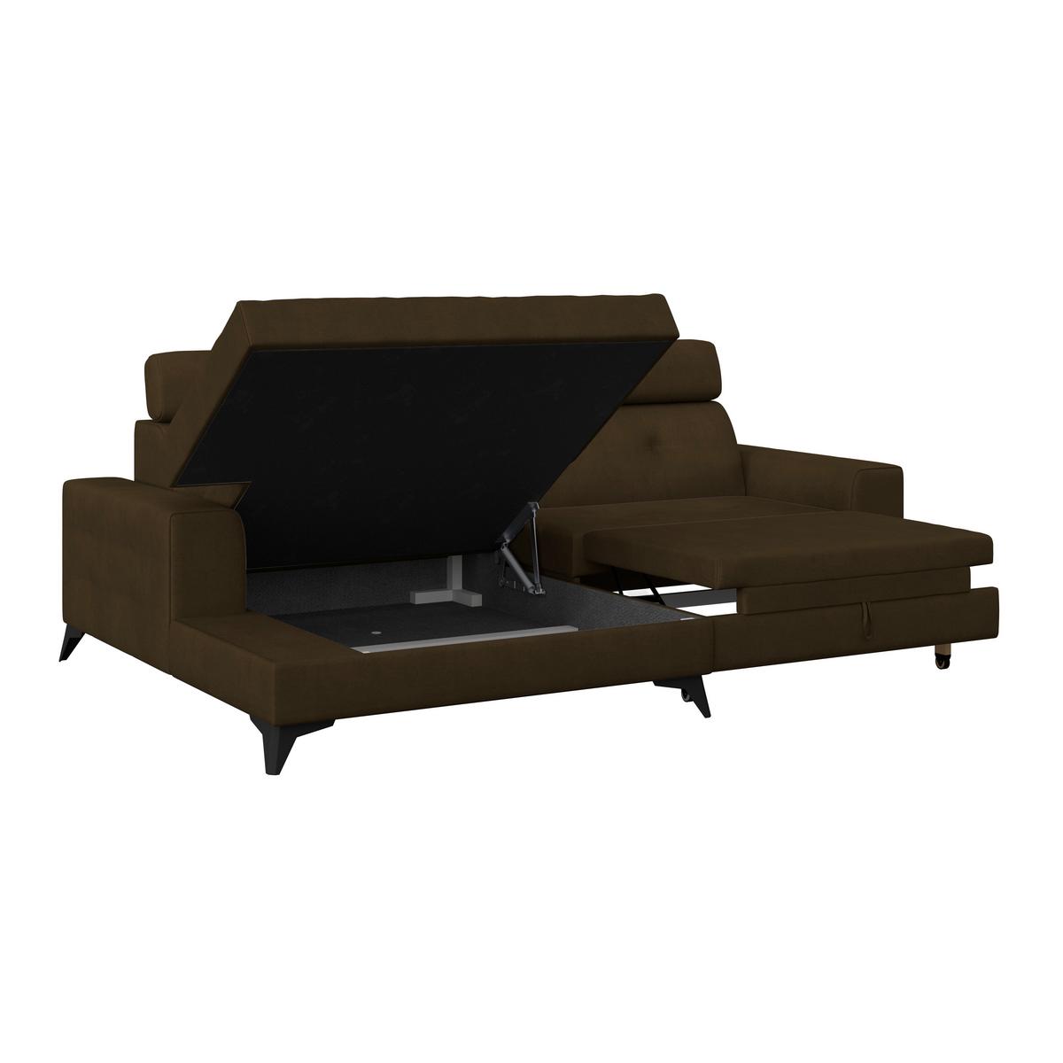 Ecksofa mit Schlaffunktion & Bettkasten Florida Grün - Grün, MODERN, Holz/Holzwerkstoff (175/275cm)