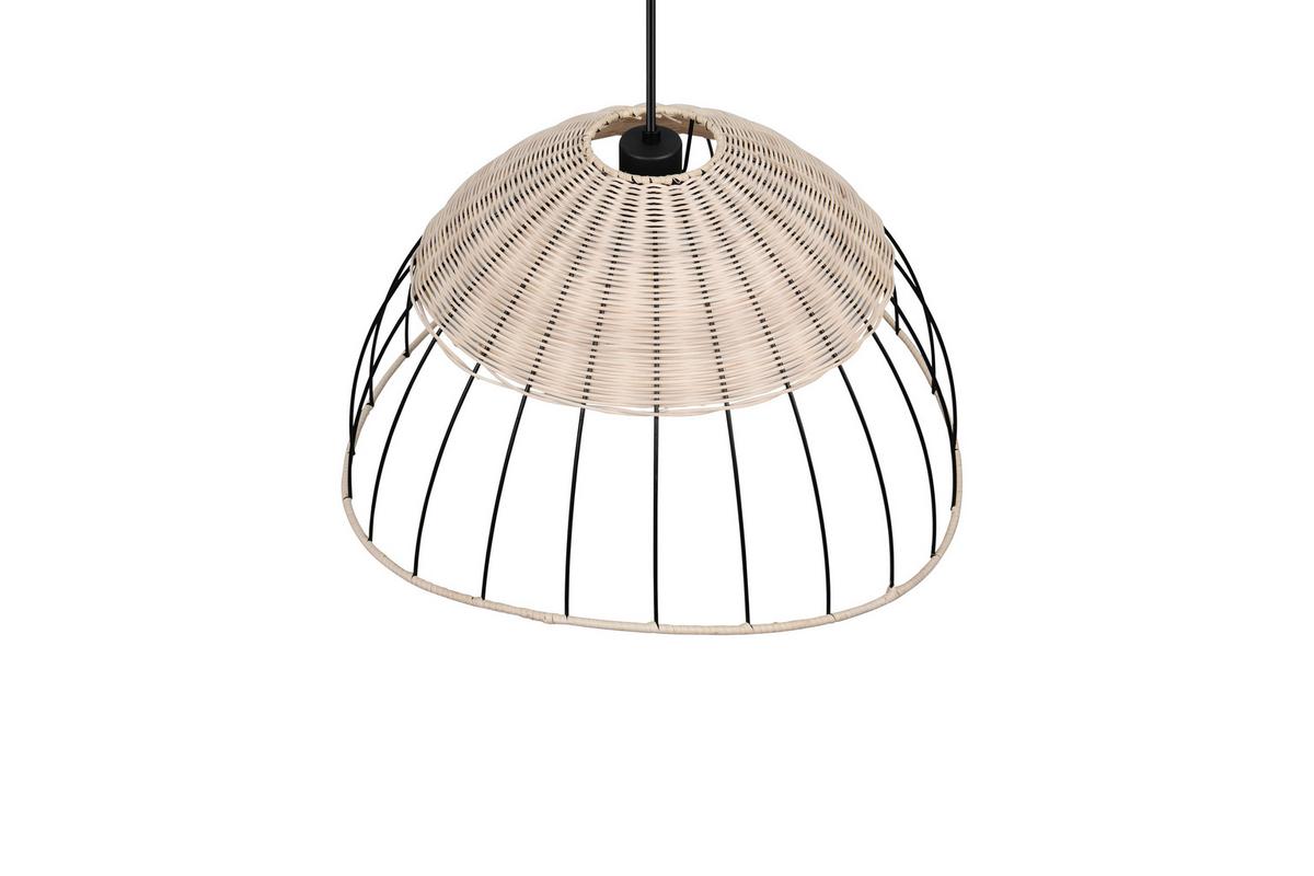 Hängeleuchte Sandrine Naturfarben Schwarz D: 48 cm - Schwarz/Naturfarben, Design, Holz/Metall (48/150cm)