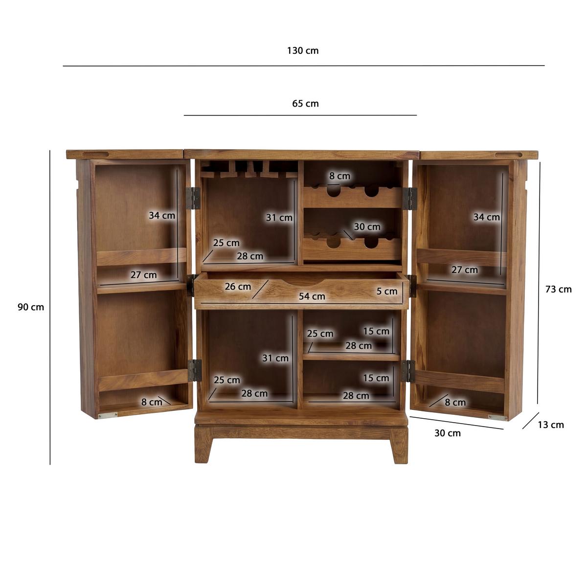 BARSCHRANK Sheeshamfarben B: 65cm - Sheeshamfarben, Design, Holz (65/90/50cm) - MID.YOU