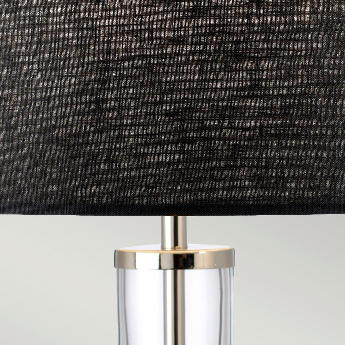 Asztali Lámpa Orb-Clear-Pn-Blk - fekete/nikkelszínű, Konventionell, üveg/textil (36/67cm) - Elstead Lighting