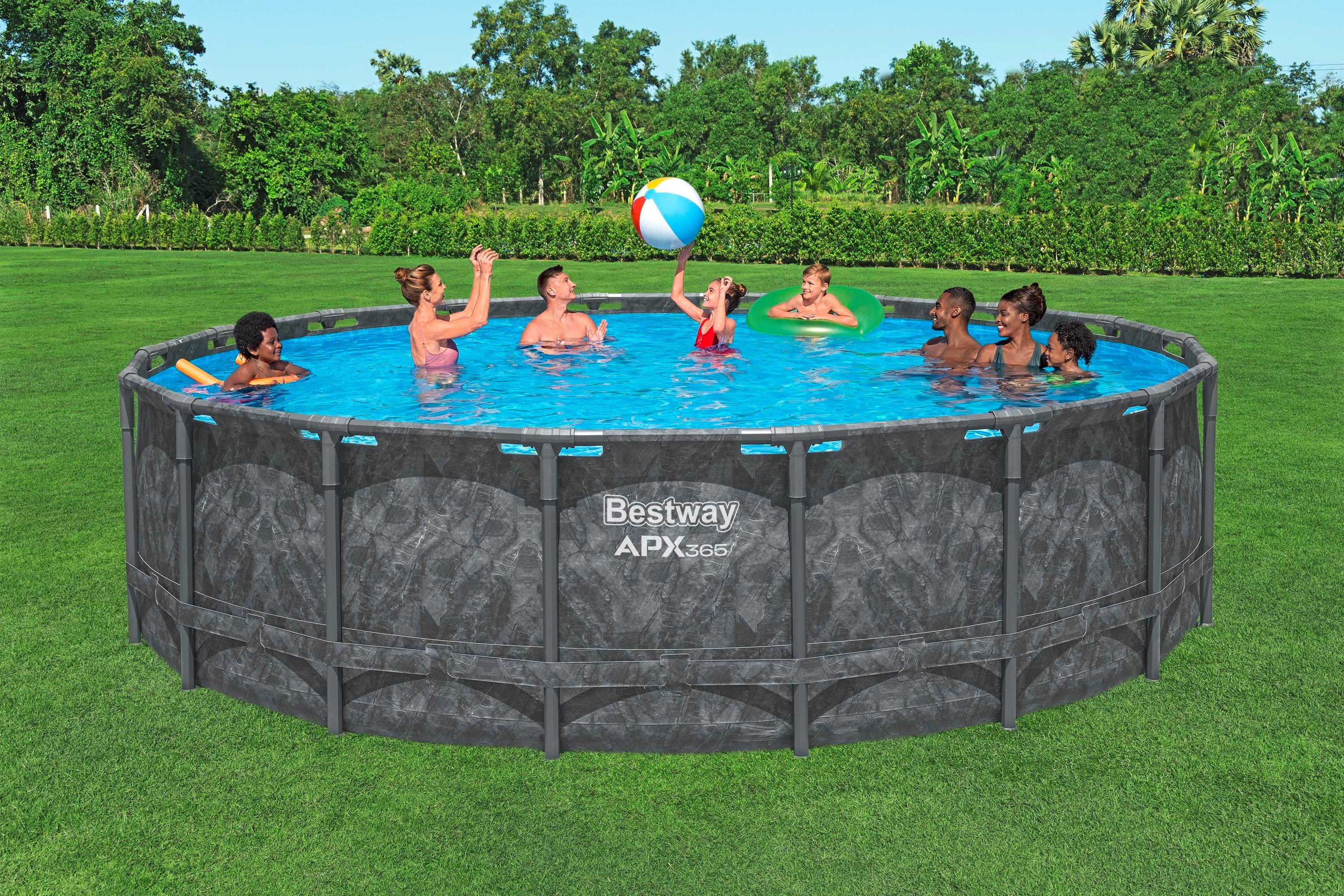 Pool Leonie - Blau/Dunkelgrau, KONVENTIONELL, Kunststoff/Metall (549/132cm) - Bestway