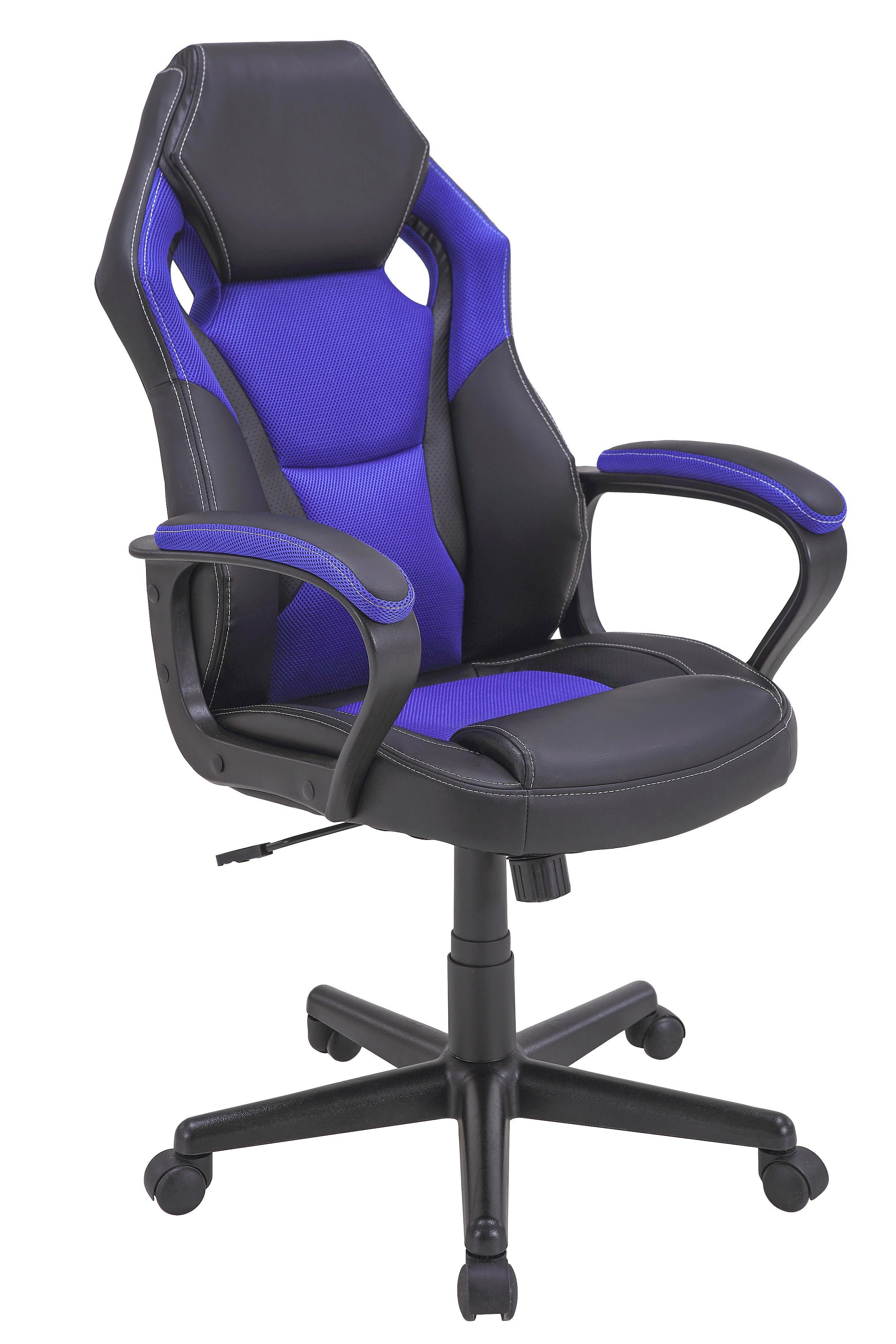 Chefsessel Peter - Blau/Schwarz, MODERN, Kunststoff/Textil (60/104-114/64cm)