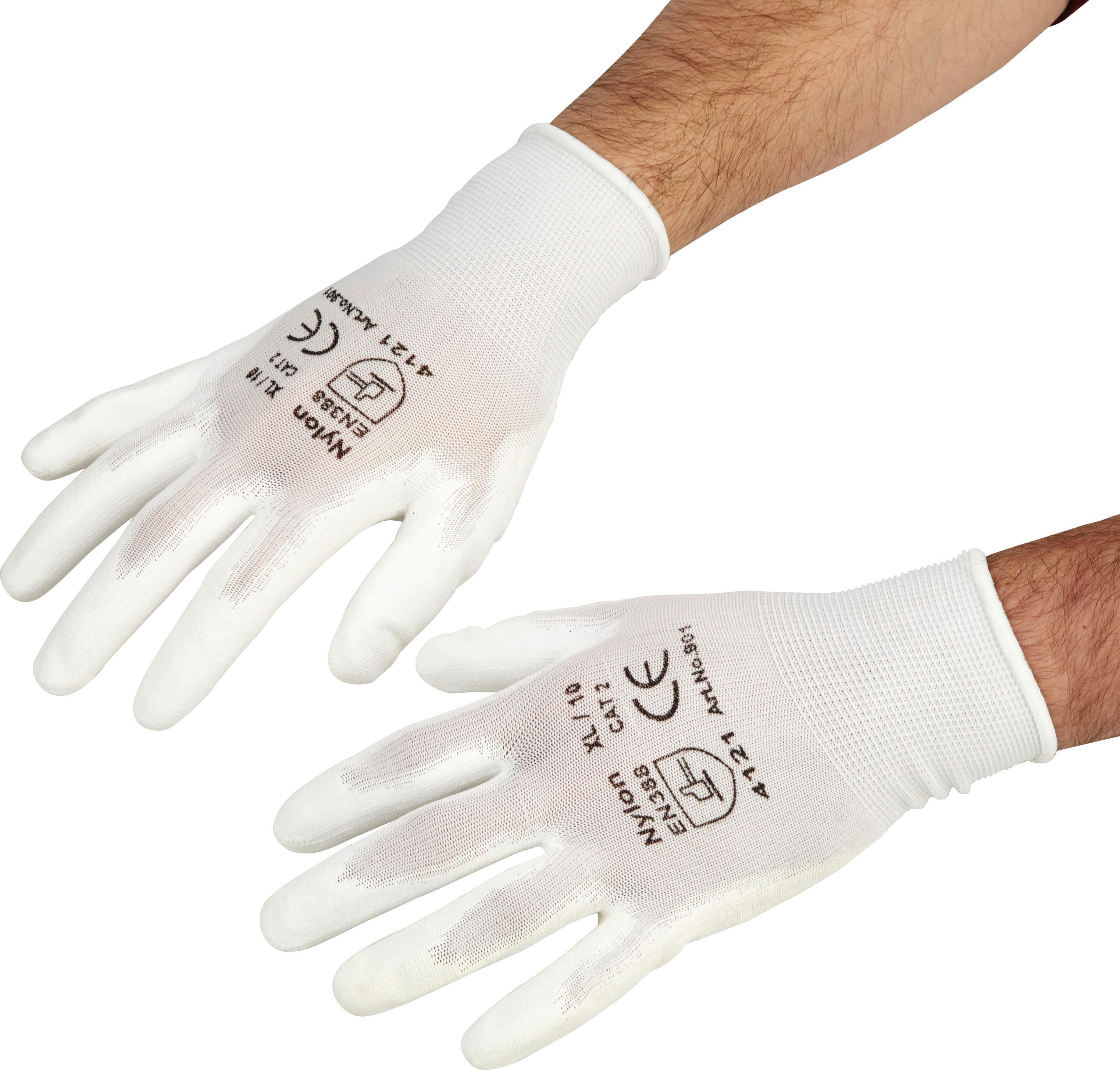 Arbeitshandschuhe Weiß, Gr. 10, Elastischer Bund - Weiß, Basics, Textil (26/11/1cm)