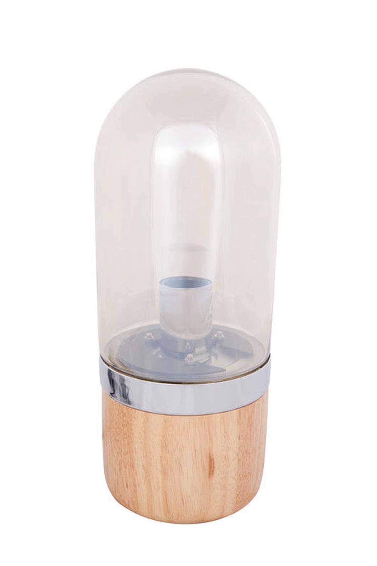 Tischlampe Malbi Holz Dekor - Champagner, Trend, Glas/Holz (14/14/33cm) - Kayoom