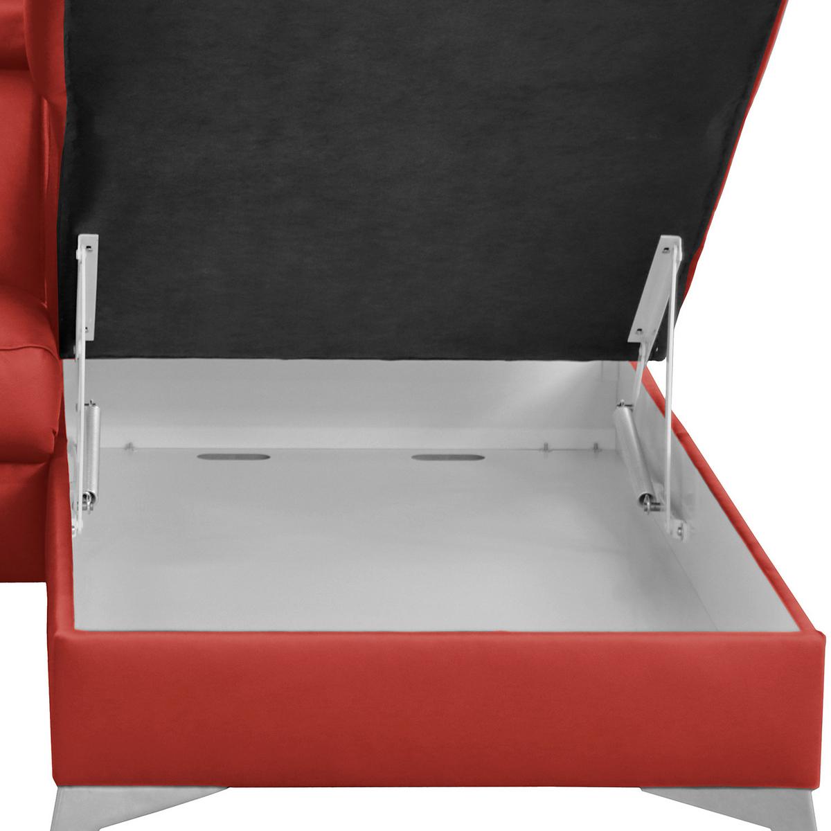 Ecksofa Lince Rot S: 257x197 Cm - Chromfarben/Rot, Design, Leder/Textil (257/197cm) - Livetastic