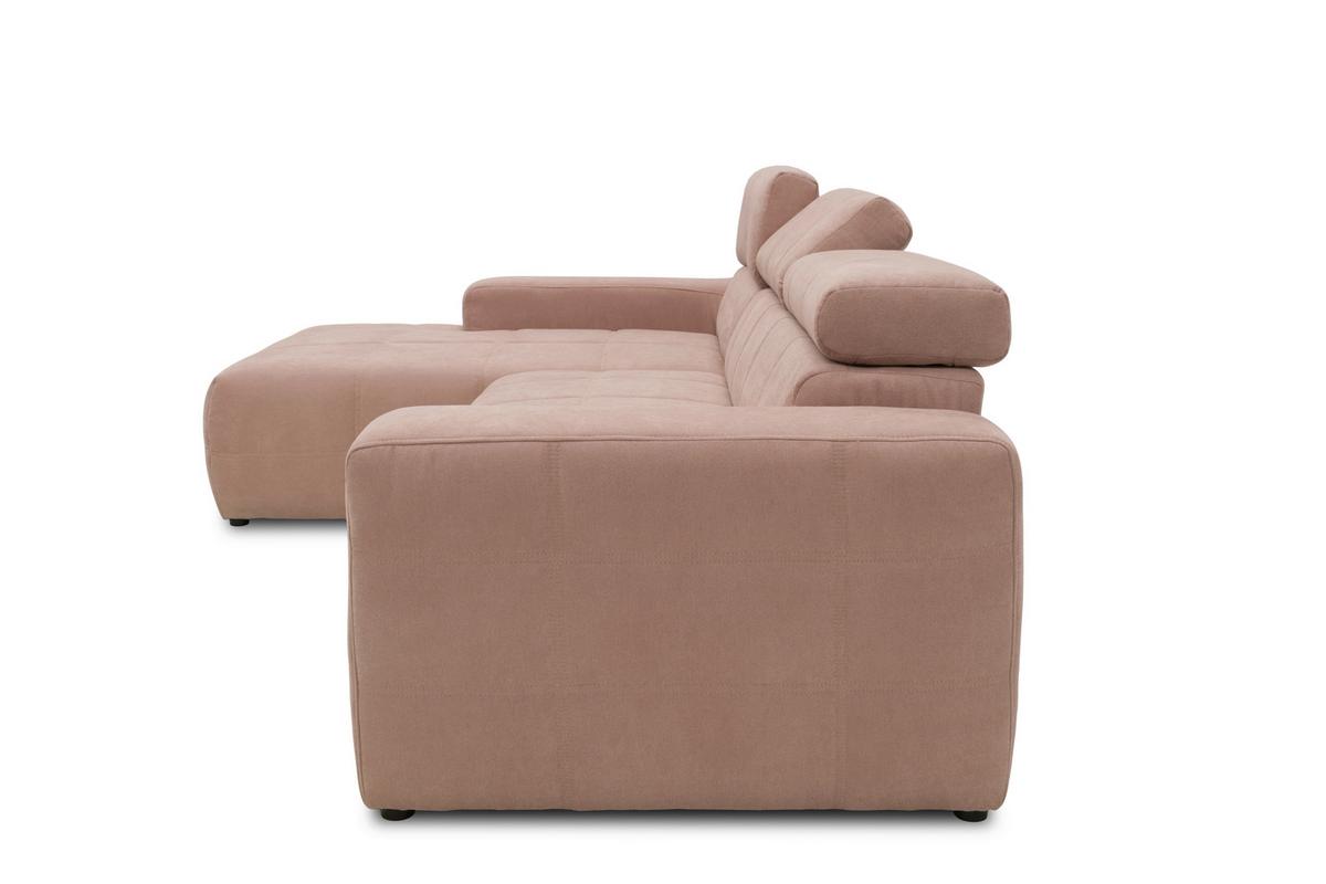 Ecksofa + Kopfteilverstellung Brandon Pink Mikrofaser - Schwarz/Rosa, Design, Textil (175/285cm) - MID.YOU