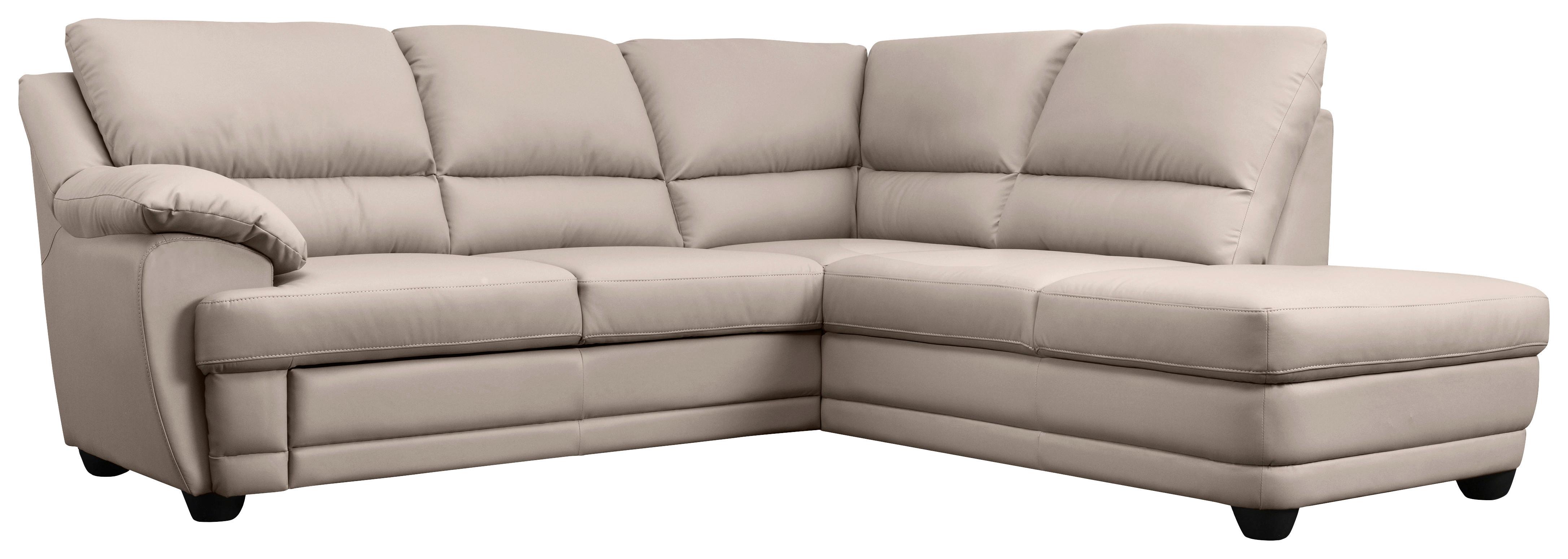 Ecksofa Nebolo Sandfarben Lederlook - Sandfarben, Design, Textil (245/225cm) - Livetastic