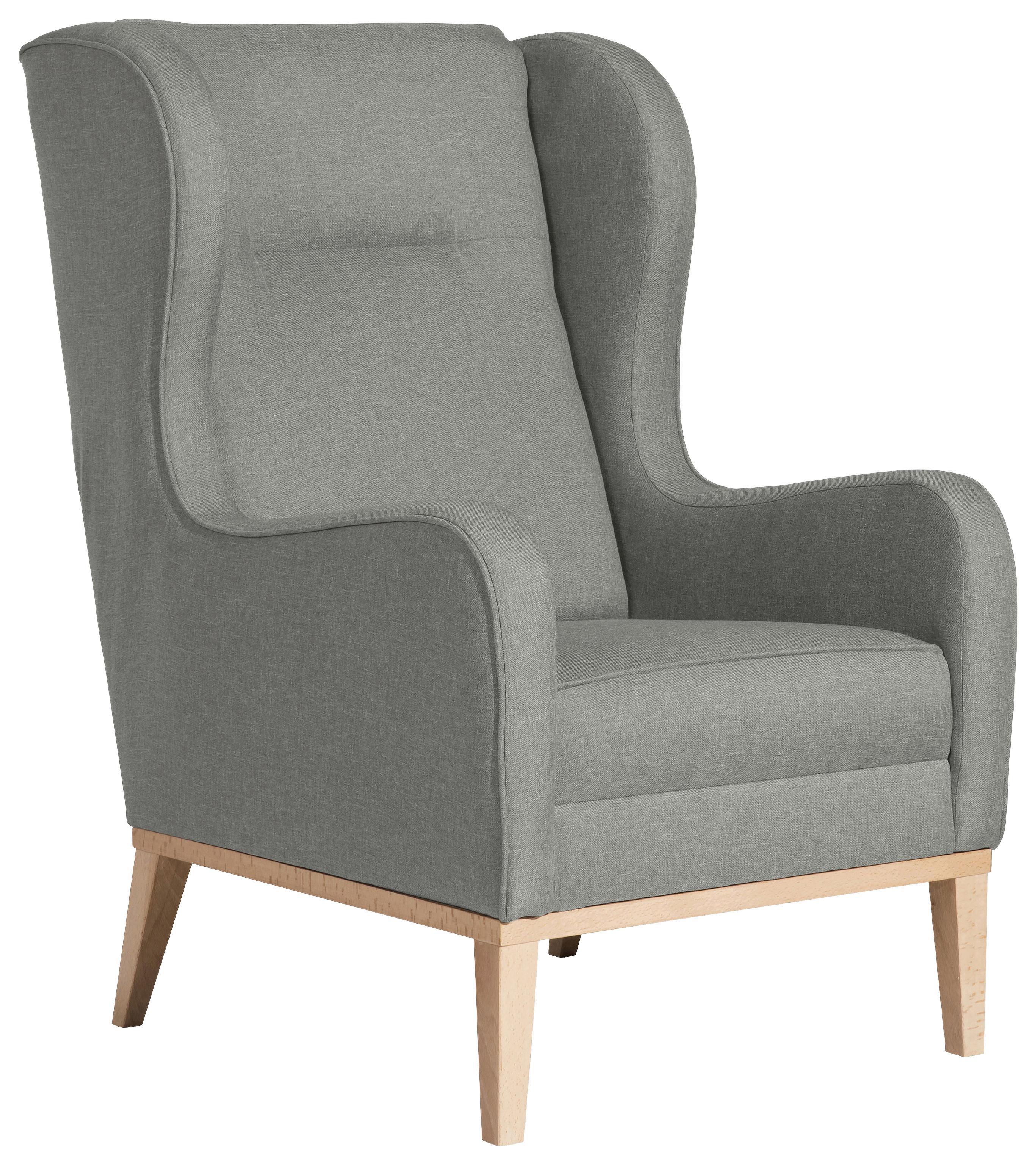 Ohrensessel Angelo - Hellgrau/Naturfarben, KONVENTIONELL, Textil (66/104/78cm) - Max Winzer