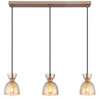 Hängeleuchte Massey L: 65 cm Braun Schwarz Bernsteinfarben - Bernsteinfarben/Schwarz, Design, Glas/Kunststoff (65/13/120cm) - Globo