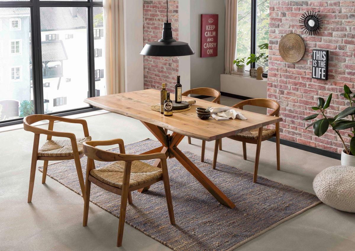 ESSTISCH Naturfarben/Braun L: 180cm - Braun/Naturfarben, MODERN, Holz/Metall (180/90/78cm) - MID.YOU