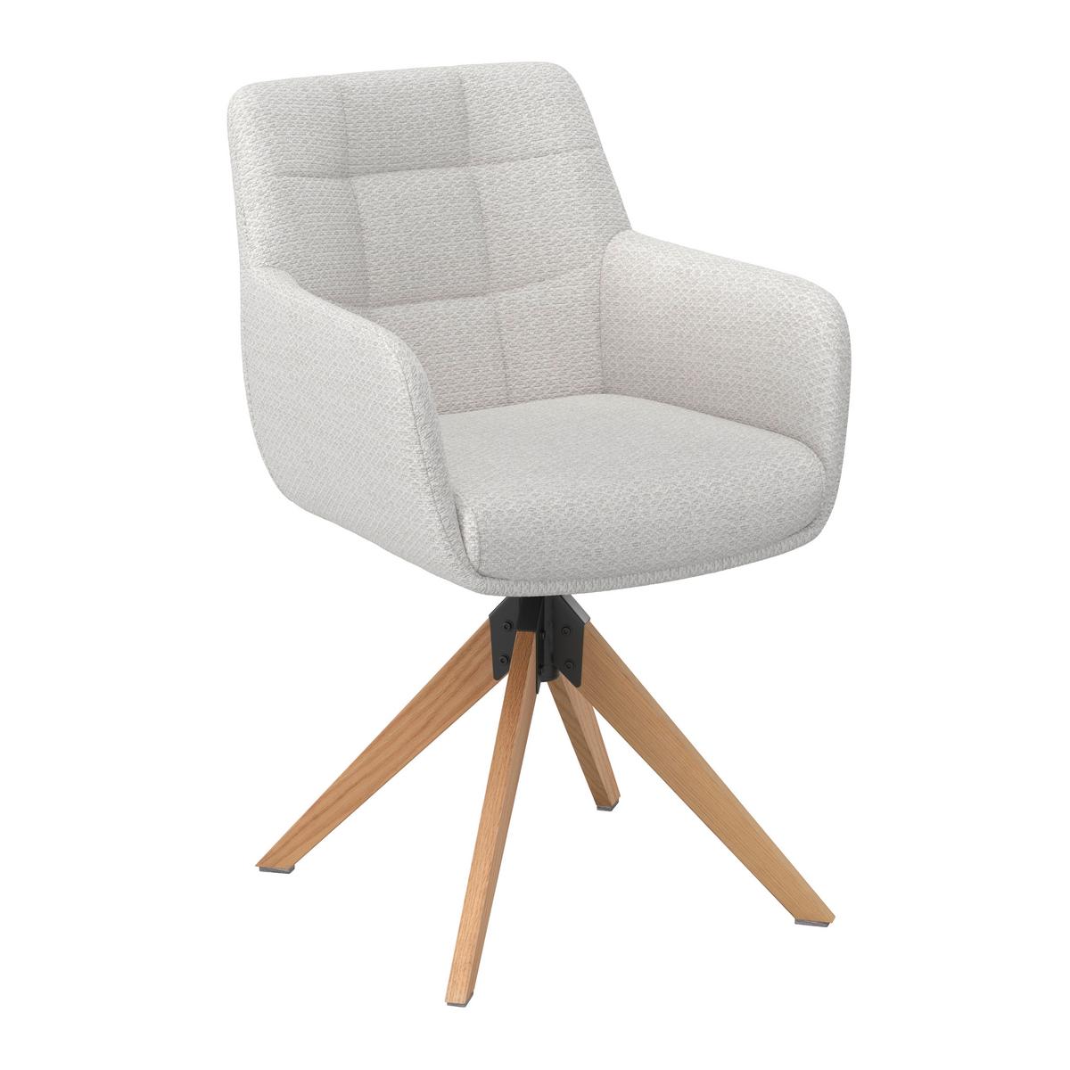 Stolička s podrúčkami MAILO - prírodná farba/svetlosivá, Modern, kov/drevo (56/92/62cm) - Bessagi Home