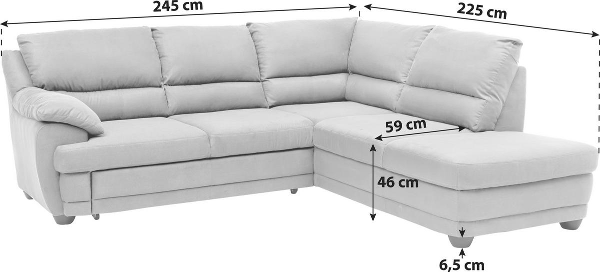 Ecksofa Nebolo Hellgrau Lederlook - Hellgrau, Design, Textil (245/225cm) - Livetastic