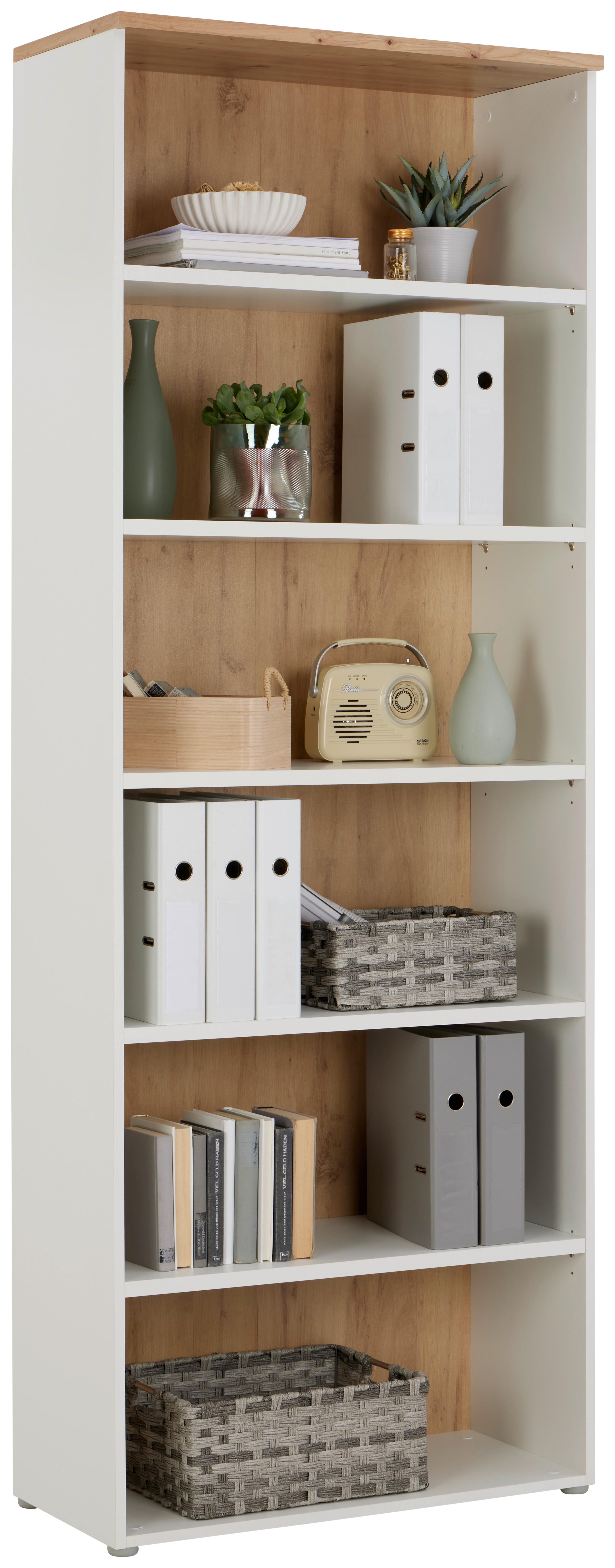 Aktenregal Kontor K2 Eiche Dekor Weiss B: 80 cm - Eichefarben/Weiß, MODERN, Holzwerkstoff (80/220/38cm)