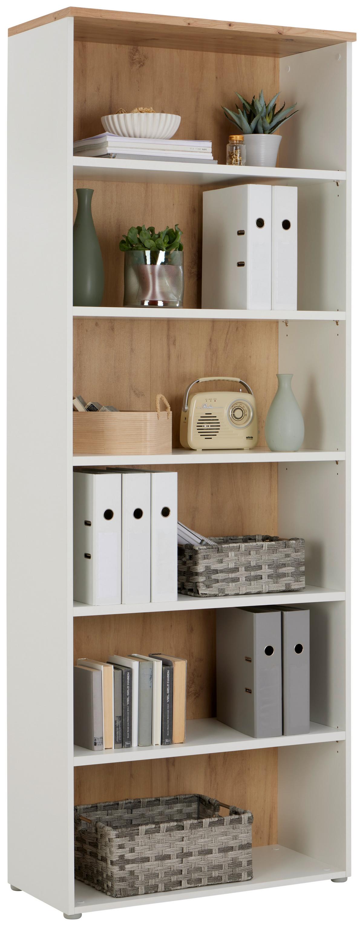 Aktenregal Kontor K2 Eiche Dekor Weiss B: 80 cm - Eichefarben/Weiß, MODERN, Holzwerkstoff (80/220/38cm)