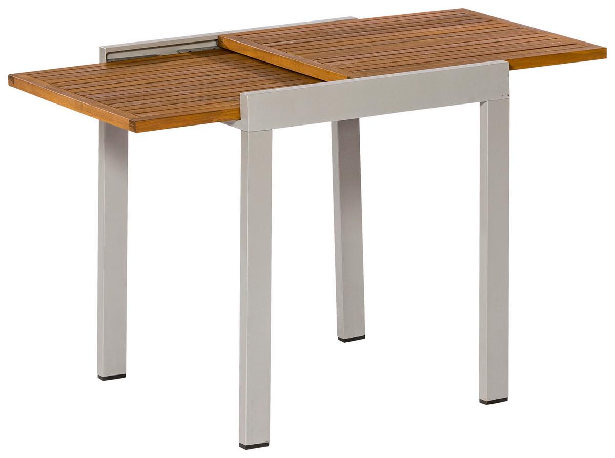 Gartentisch ausziehbar Akazienholz/Metall L 65-130 cm - Silberfarben/Naturfarben, MODERN, Holz/Metall (65-130/75/65cm) - Gardenson