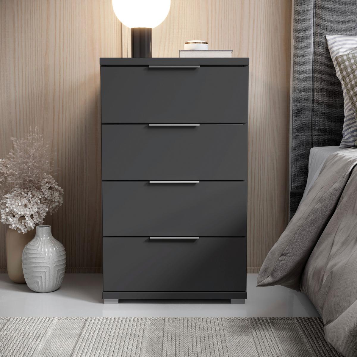 Nachtkästchen Smilla 4l G - Alufarben/Graphitfarben, KONVENTIONELL, Holzwerkstoff (46/79/42cm)