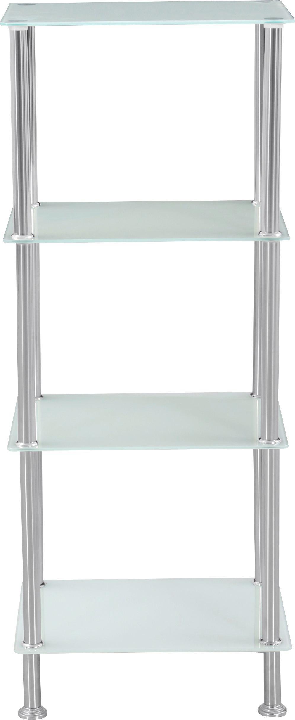 Eckregal aus Edelstahl und Glas zum Stellen Regal aus Edelstahl und Glas zum Stellen