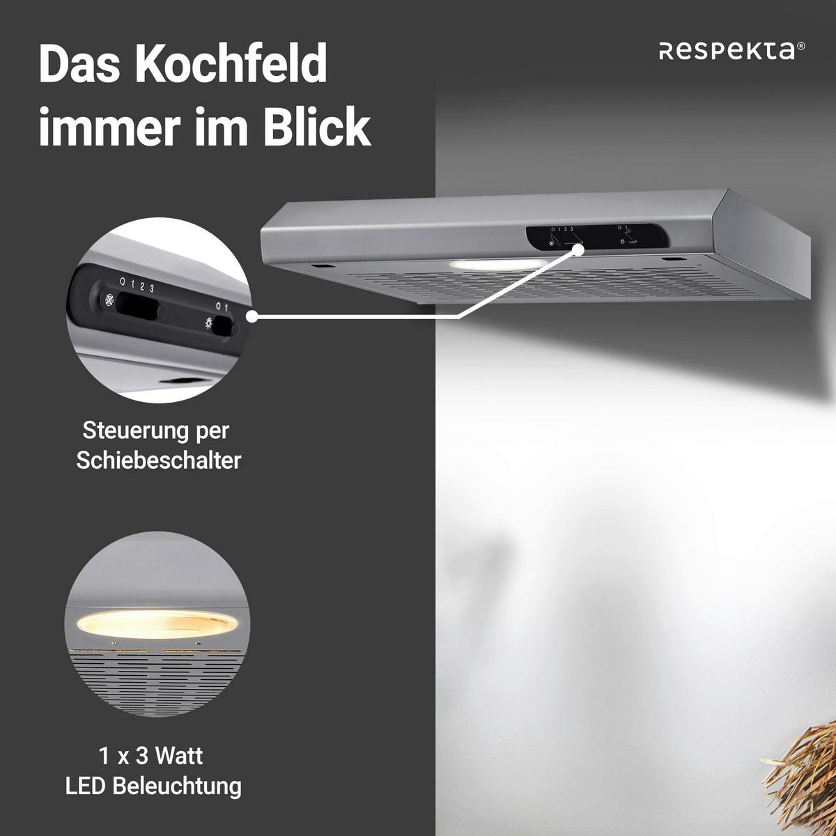 Dunstabzugshaube Suna Edelstahlfarben B: 50 Cm, Led - Edelstahlfarben, Trend, Metall (50/7,6/47cm) - Respekta