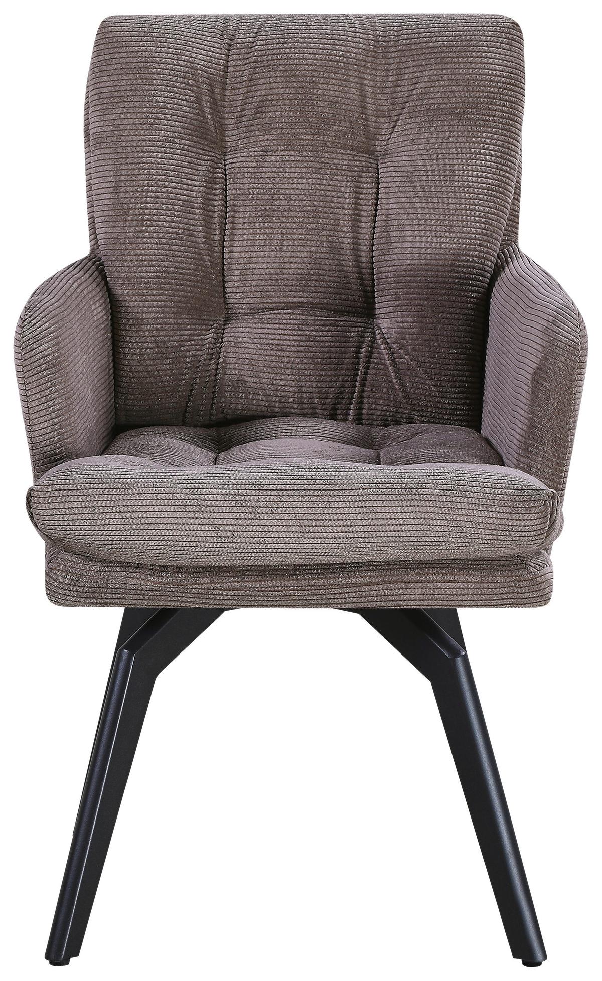 STOLIČKA S PODRÚČKAMI HANNA - hnedá/čierna, Modern, kov/textil (60/88/64cm) - Mömax