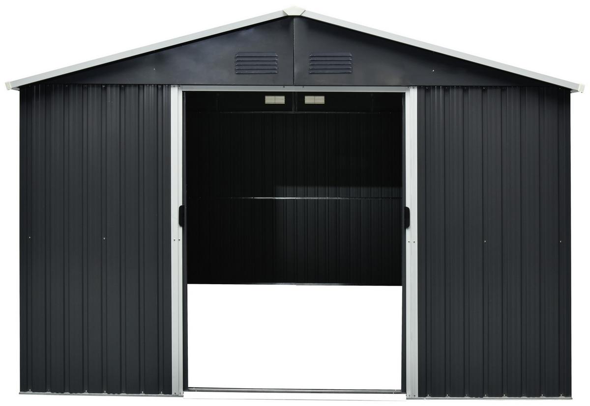 Gerätehaus Mit Satteldach Versperrbar Bxhxt 301x214x367 Cm - Anthrazit/Weiß, Basics, Metall (301/214/367cm)