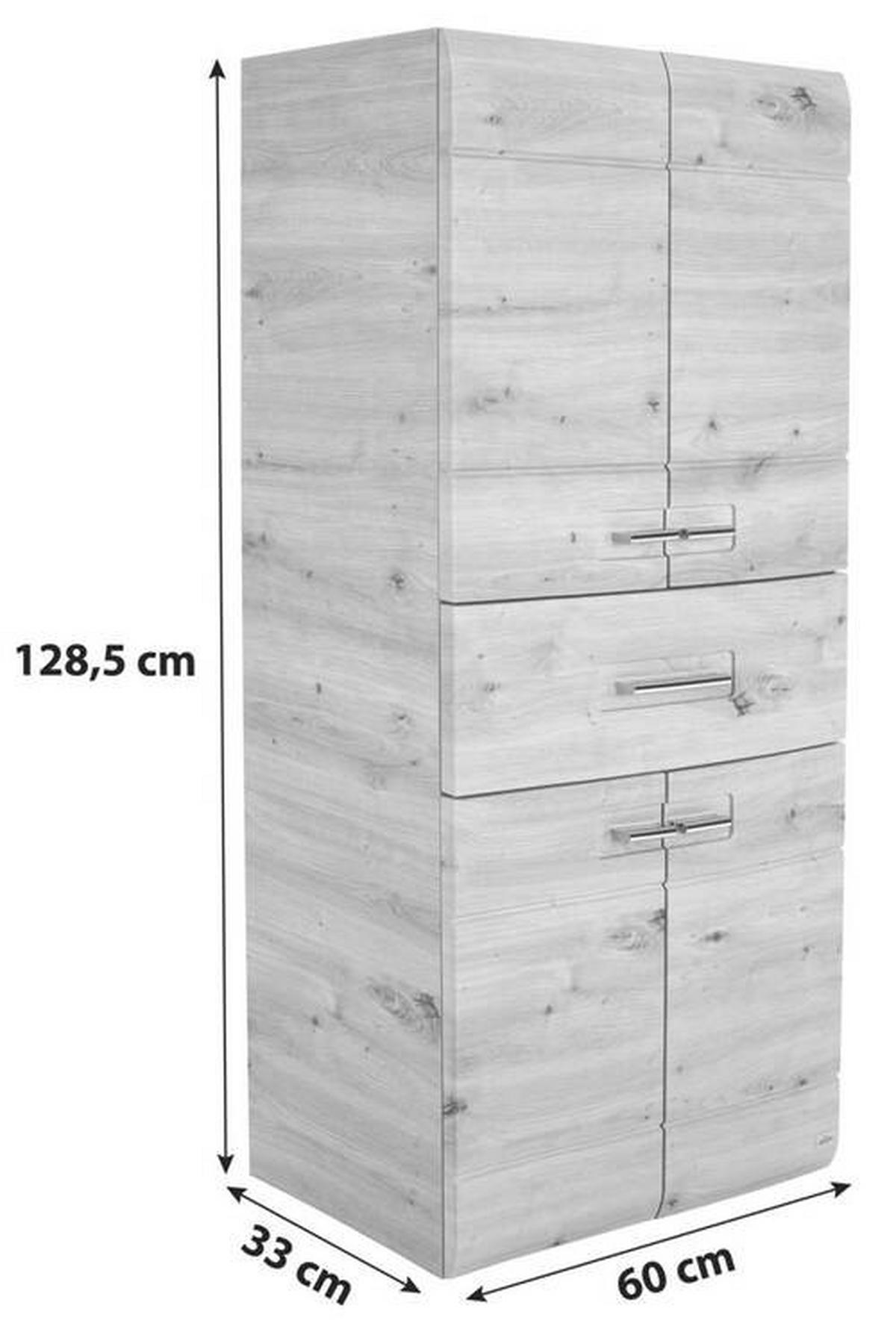 Midischrank Mit Soft-Close Avensis B: 60cm, Eiche Dekor - Eichefarben, MODERN, Holzwerkstoff (60/128,5/33cm) - Luca Bessoni