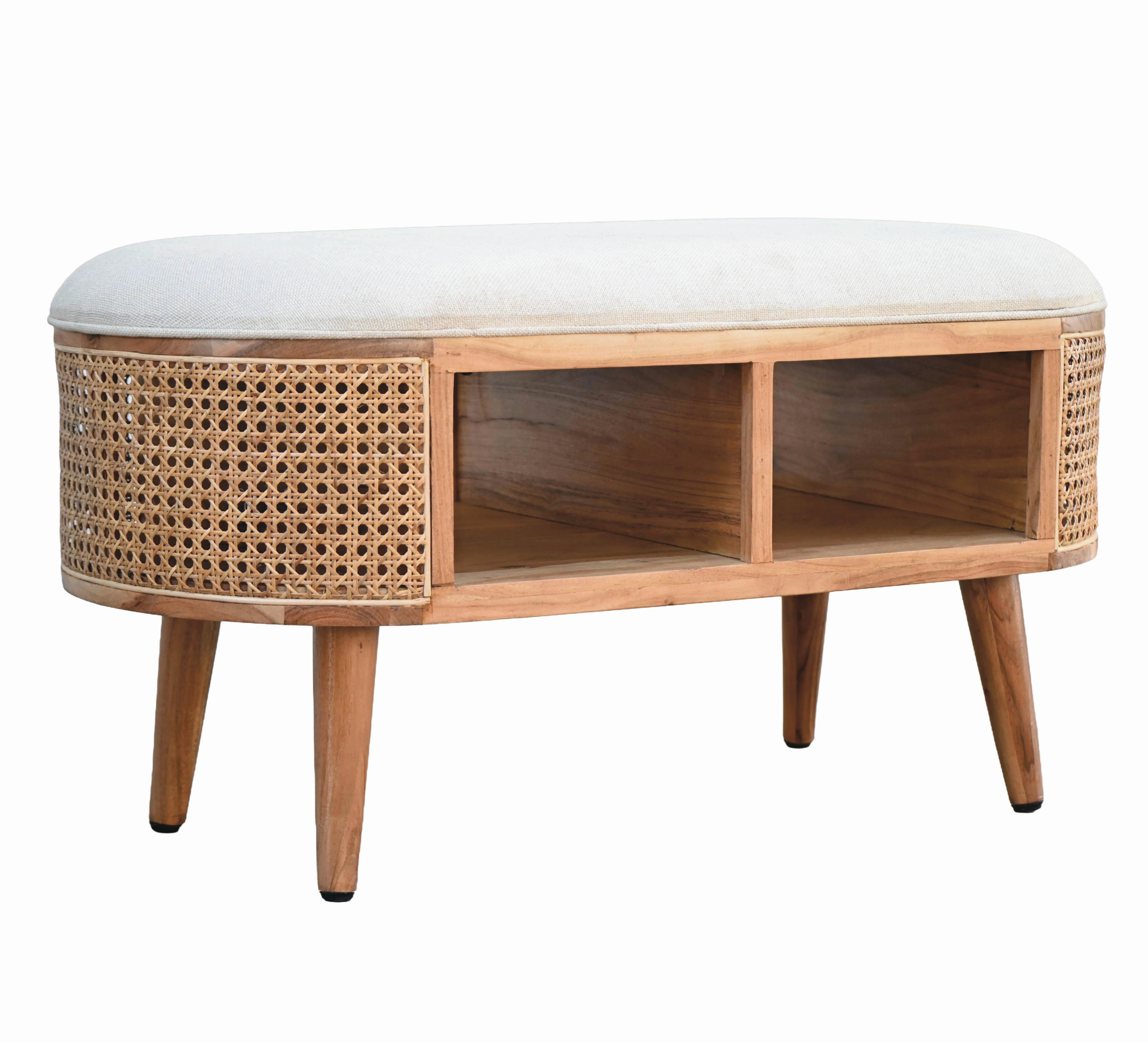 SITZBANK Akaziefarben B: 90cm - Weiß/Akaziefarben, Design, Holz/Textil (90/45/45cm) - MID.YOU