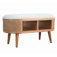 SITZBANK Akaziefarben B: 90cm - Weiß/Akaziefarben, Design, Holz/Textil (90/45/45cm) - MID.YOU