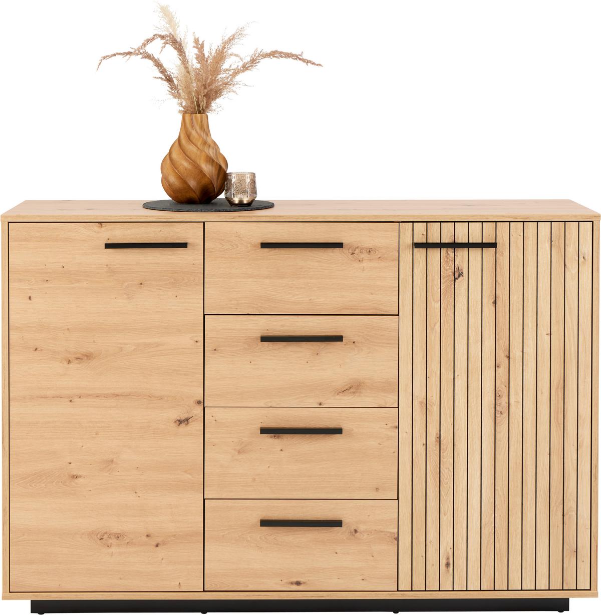 Kommode Lukas 2trg. Artisan Eiche Dekor B: 138,6cm - Schwarz/Eiche Artisan, Trend, Holzwerkstoff (138,6/95,4/40,2cm)
