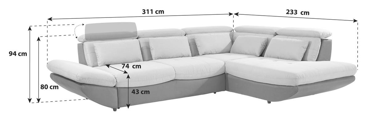 Ecksofa mit Schlaffunktion Park Hell-/Dunkelgrün - Dunkelgrün/Schwarz, MODERN, Textil (311/233cm) - Luca Bessoni