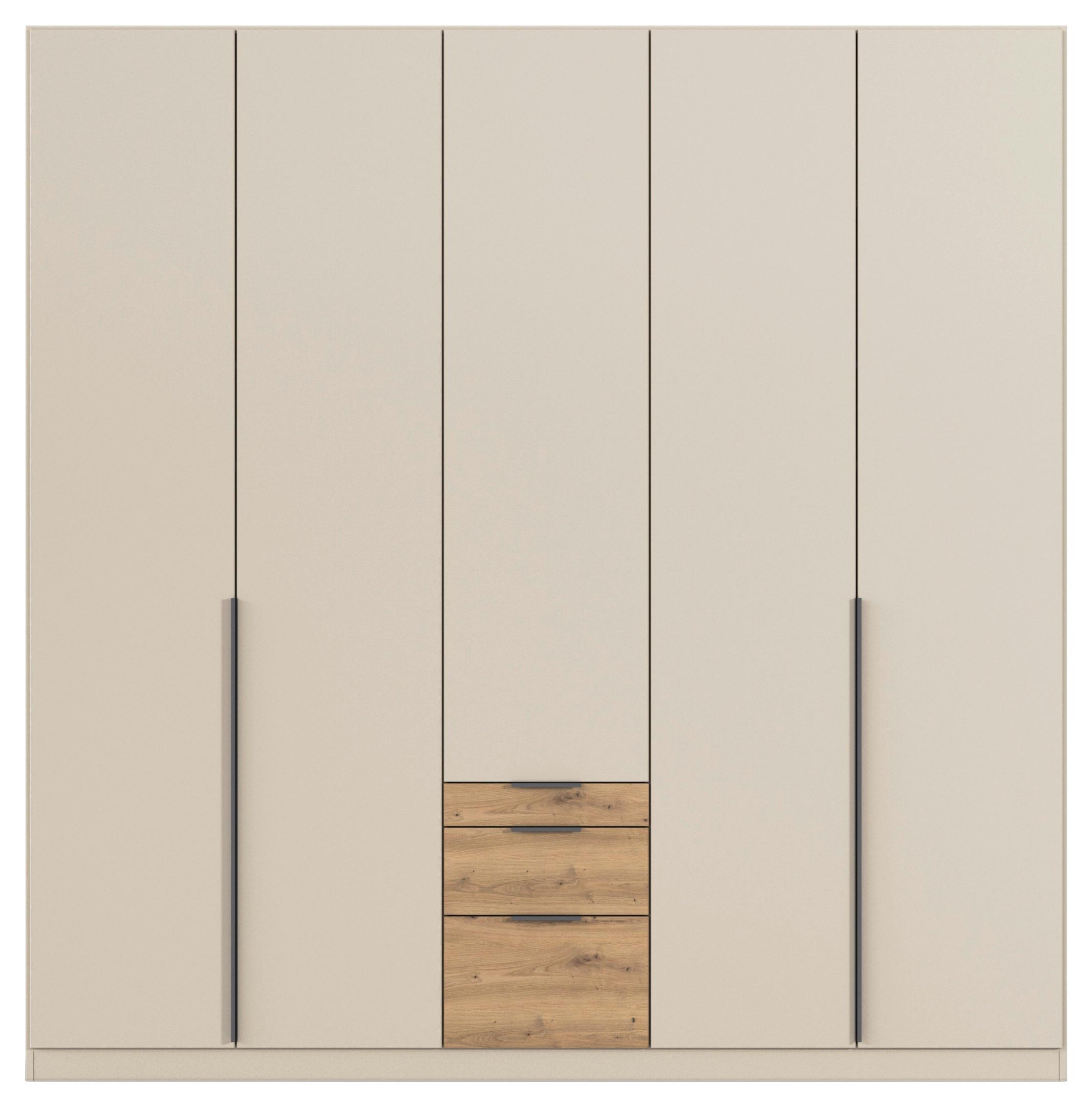Drehtürenschrank mit Schubladen 226cm Alabama Super Champagner - Champagner/Eichefarben, MODERN, Holzwerkstoff (226/229/54cm)