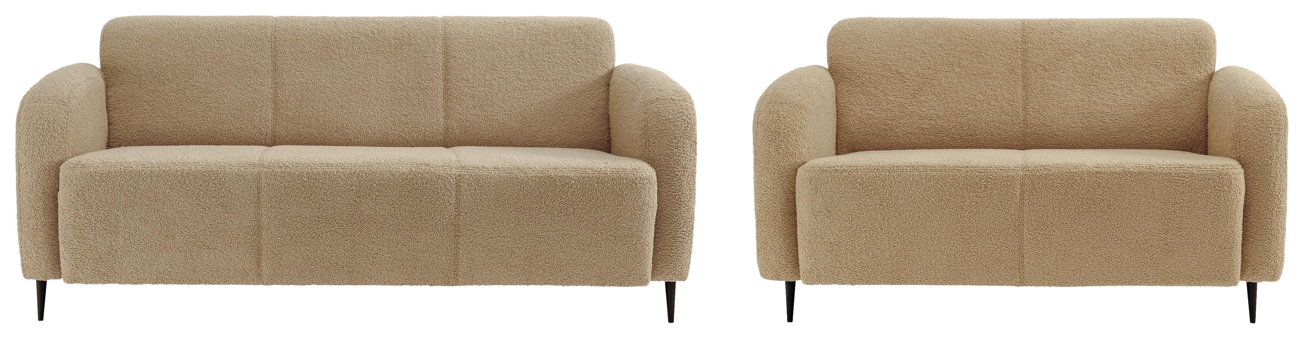 Sitzgarnitur 2-tlg. Marone Creme - Creme/Schwarz, MODERN, Textil (180/76/90cm) - Livetastic