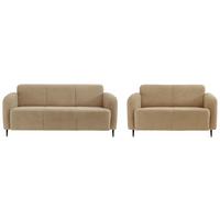 Sitzgarnitur 2-tlg. Marone Creme - Creme/Schwarz, MODERN, Textil (180/76/90cm) - Livetastic