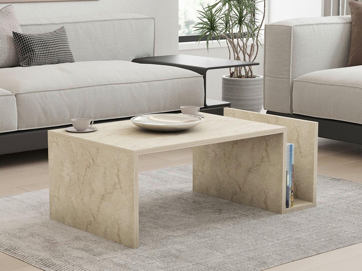 COUCHTISCH Travertine B: 86,8cm - Beige, MODERN, Holzwerkstoff (86.8/32,4/50cm)