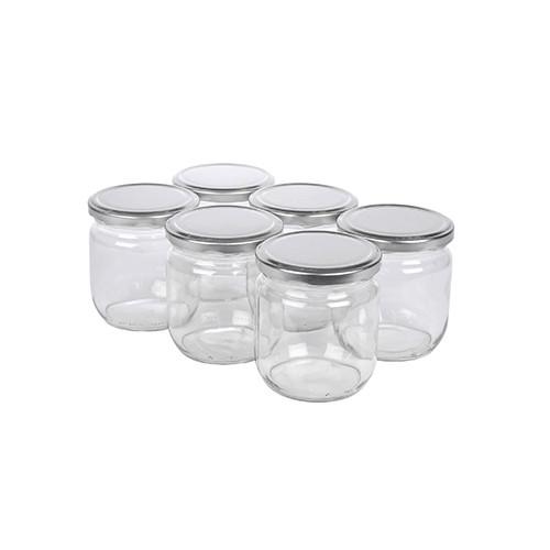 Einmachgläser 6er-Set Zora Je 425 ml, Auslaufsicher - Silberfarben, Basics, Glas/Metall (0,425l)