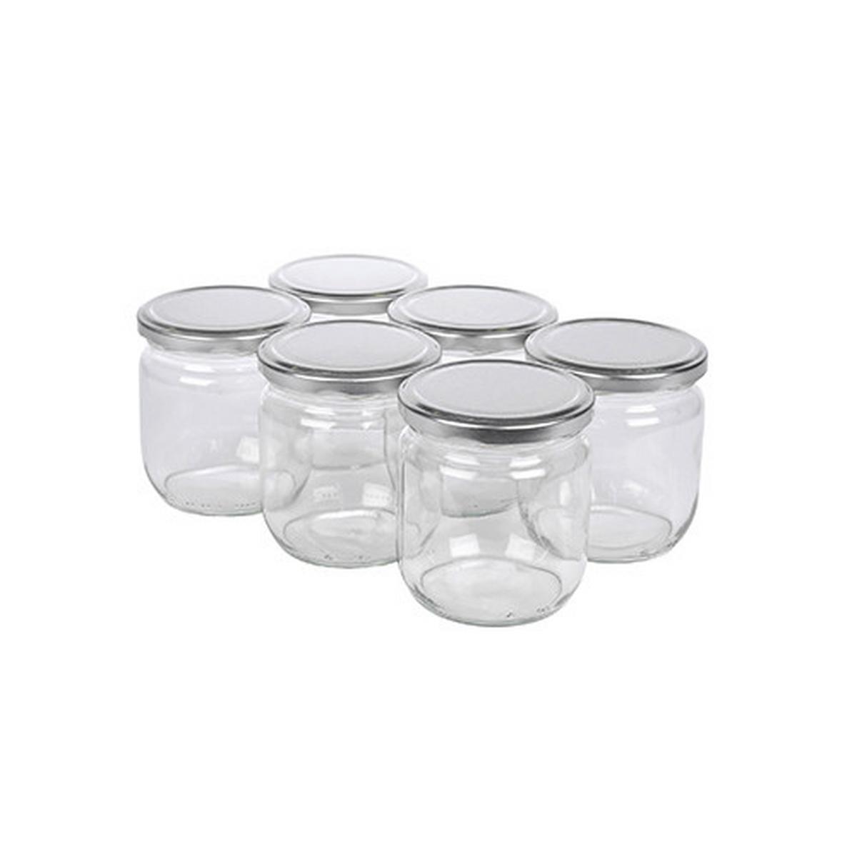 Einmachgläser 6er-Set Zora Je 425 ml, Auslaufsicher - Silberfarben, Basics, Glas/Metall (0,425l)