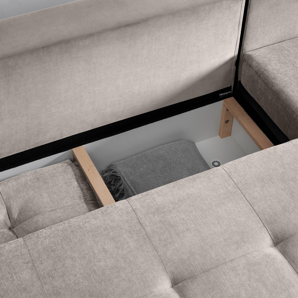 Rohová sedačka ENRICO, obojstranná, strieborná - čierna/chrómová, Konventionell, kov/textil (303/88/185cm) - Based