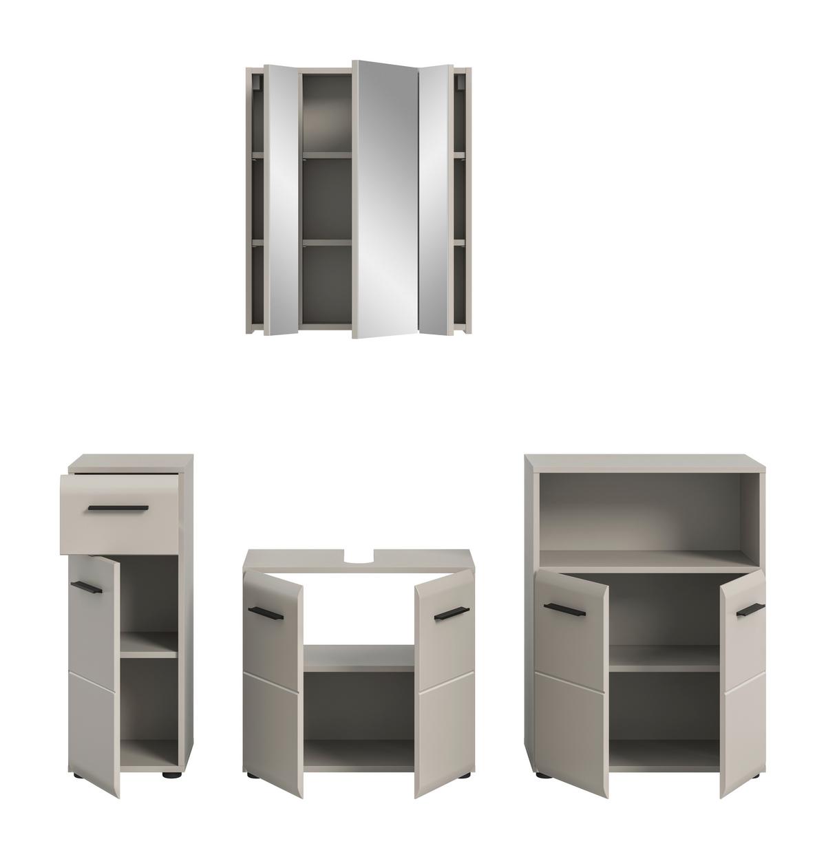Badezimmer Ice Kaschmir B: 150cm - Kaschmir/Schwarz, Trend, Glas/Holzwerkstoff (150cm) - MID.YOU
