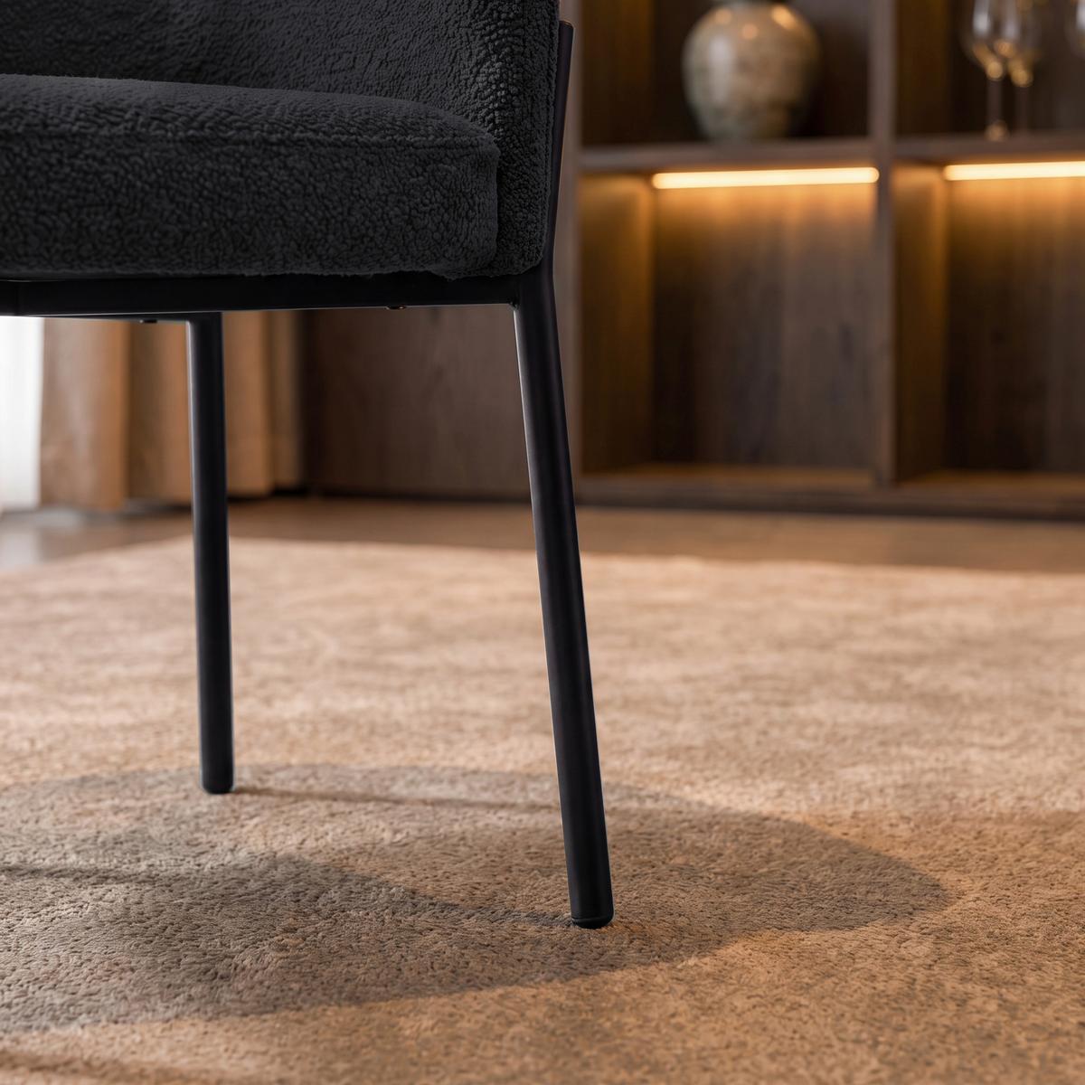 Židle s područkami Chloe, černé, čalouněné - černá, Moderní, kov/textil (62/79/59,5cm) - Bessagi Home